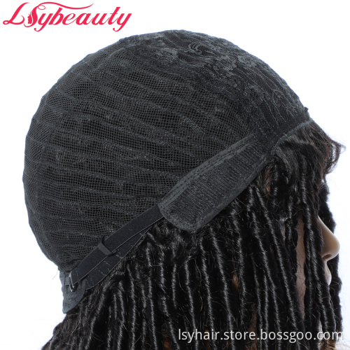 Crochet Braiding Blonde Goddess Faux Locs Human Hair Wigs, Twist Braiding Dread Locks Pre Made Human Hair Wig for Black Women